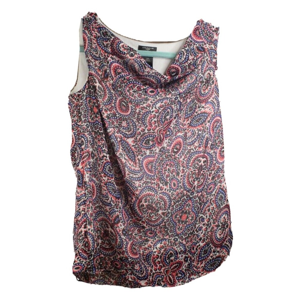 Ann Taylor Petite Paisley Tank Top XSP Sleeveless Multicolor Round Neck